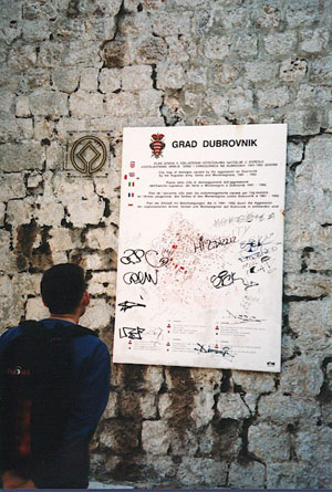 Dubrovnik War Map: dots represent every place in the Old Town that was hit by mortars and shells, photo by author