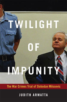 Book Cover: Showing Milosevic looking defiantly in the Witness Chair