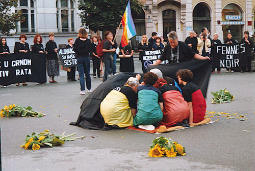 
	Women in Black, Serbia, holding a vigil against war and for peace, photo by author